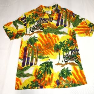 Thumbs Up Hawaiian Mens Shirt Medium Beach Vacation Short Sleeve